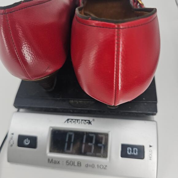 Vintage 1960's Red Brogue Style Wingtip Mary Jane Pump Heels Shoe Women's 8 B AA - Picture 11 of 11